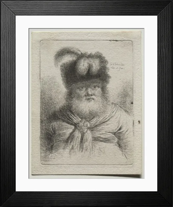 Framed Print : Old Man in a Fur Hat. Creator: Georg Friedrich Schmidt (German, 1712-1775) Framed Print : Old Man in a Fur Hat. Creator: Georg Friedrich Schmidt (German, 1712-1775)