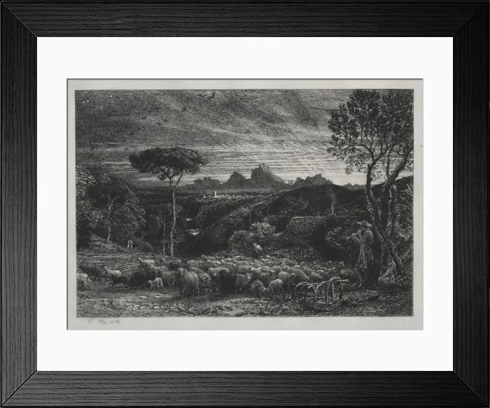 Framed Print : Opening the Fold, 1880. Creator: Samuel Palmer (British, 1805-1881) Framed Print : Opening the Fold, 1880. Creator: Samuel Palmer (British, 1805-1881)