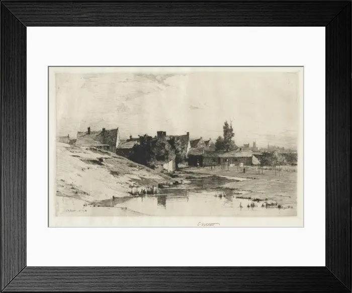 Framed Print : Old Houses near Bruges, 1884-1888. Creator: Charles Adams Platt (American, 1861-1933) Framed Print : Old Houses near Bruges, 1884-1888. Creator: Charles Adams Platt (American, 1861-1933)