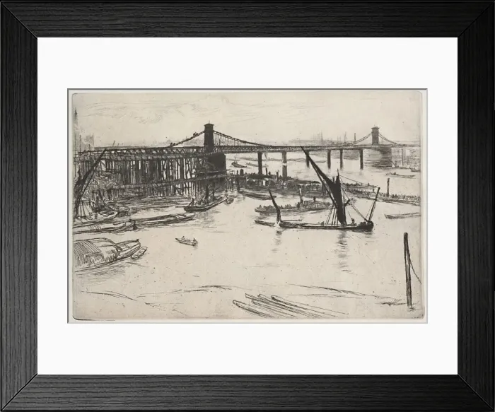Framed Print : Old Hungerford Bridge, 1861. Creator: James McNeill Whistler (American, 1834-1903) Framed Print : Old Hungerford Bridge, 1861. Creator: James McNeill Whistler (American, 1834-1903)