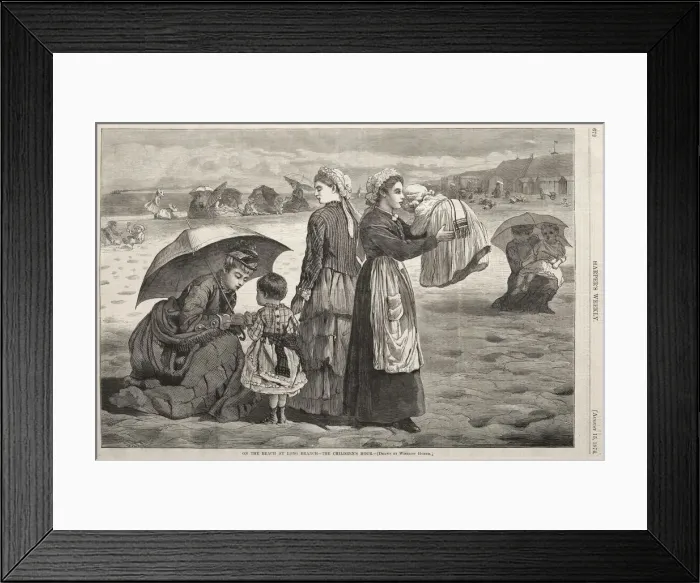 Framed Print : On the Beach at Long Branch - The Childrens Hour, 1874. Creator: Winslow Homer (American Framed Print : On the Beach at Long Branch - The Childrens Hour, 1874. Creator: Winslow Homer (American