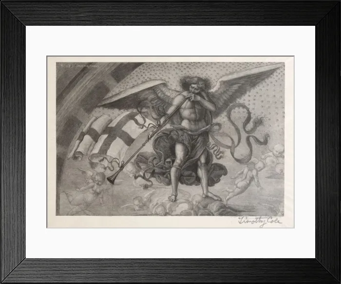 Framed Print : Old Italian Masters: Angel Sounding a Trumpet, 1888-1892. Creator: Timothy Cole (American Framed Print : Old Italian Masters: Angel Sounding a Trumpet, 1888-1892. Creator: Timothy Cole (American
