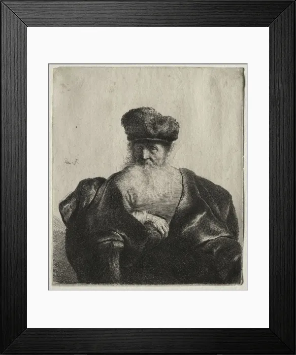 Framed Print : Old Man with Beard, Fur Cap, and Velvet Cloak, c. 1632. Creator: Rembrandt van Rijn (Dutch Framed Print : Old Man with Beard, Fur Cap, and Velvet Cloak, c. 1632. Creator: Rembrandt van Rijn (Dutch
