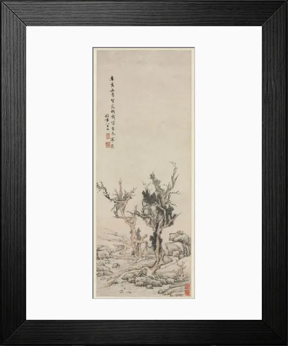Framed Print : Old Trees by a Wintry Brook, 1551. Creator: Wen Zhengming (Chinese, 1470-1559) Framed Print : Old Trees by a Wintry Brook, 1551. Creator: Wen Zhengming (Chinese, 1470-1559)