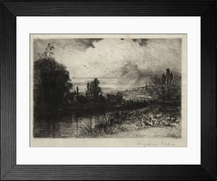 Framed Print : On the Test, 1859. Creator: Francis Seymour Haden (British, 1818-1910) Framed Print : On the Test, 1859. Creator: Francis Seymour Haden (British, 1818-1910)