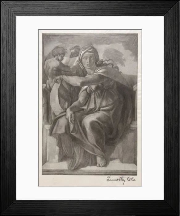 Framed Print : Old Italian Masters: The Delphian Sibyl, 1890. Creator: Timothy Cole (American, 1852-1931)