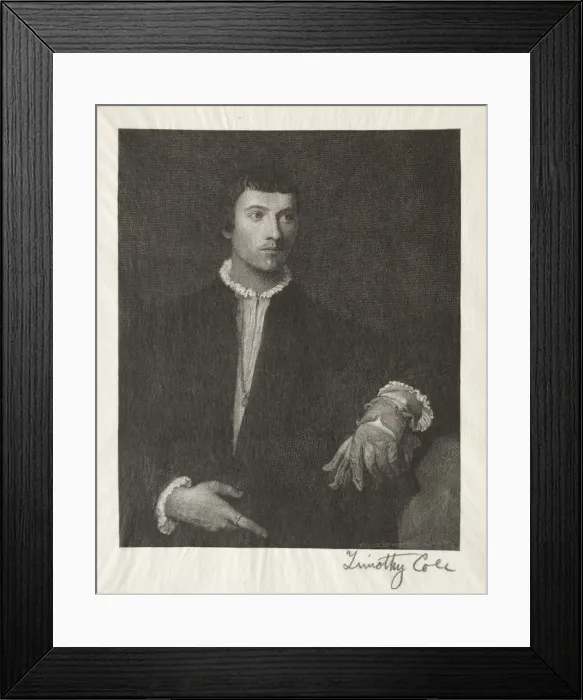 Framed Print : Old Italian Masters: The Man with the Gloves, 1887. Creator: Timothy Cole (American, 1852-1931) Framed Print : Old Italian Masters: The Man with the Gloves, 1887. Creator: Timothy Cole (American, 1852-1931)
