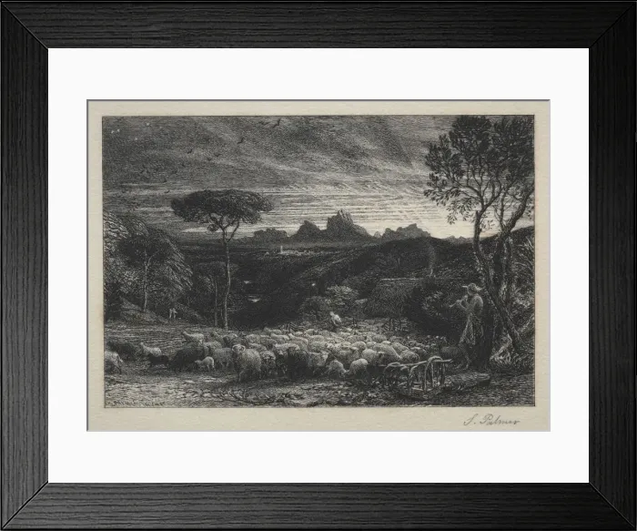 Framed Print : Opening the Fold, 1880. Creator: Samuel Palmer (British, 1805-1881) Framed Print : Opening the Fold, 1880. Creator: Samuel Palmer (British, 1805-1881)
