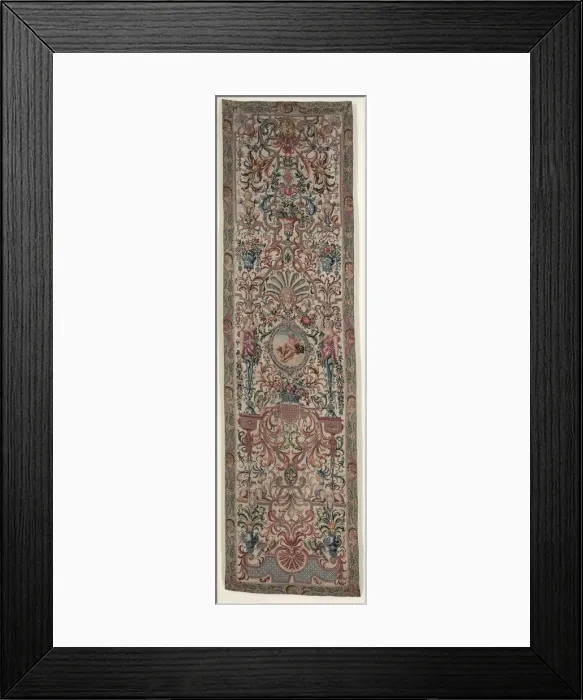 Framed Print : Pair of Needlework Bed Hangings, c. 1690. Creator: Unknown Framed Print : Pair of Needlework Bed Hangings, c. 1690. Creator: Unknown