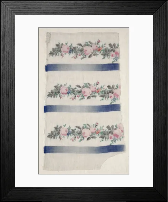 Framed Print : Painted Organdy Strip, mid 1800s. Creator: Unknown Framed Print : Painted Organdy Strip, mid 1800s. Creator: Unknown