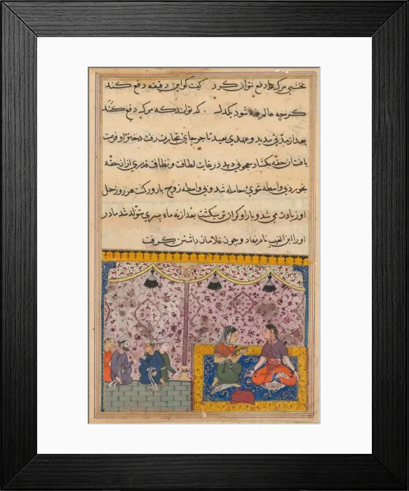 Framed Print : Page from Tales of a Parrot (Tuti-nama): Twenty-third night: The merchants daughter Framed Print : Page from Tales of a Parrot (Tuti-nama): Twenty-third night: The merchants daughter