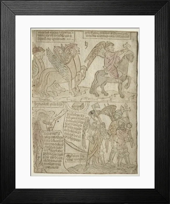 Framed Print : page from the Apocalypse (The Locusts with the Angel of the Abyss and The Sixth Trumpet), 1400s Framed Print : page from the Apocalypse (The Locusts with the Angel of the Abyss and The Sixth Trumpet), 1400s