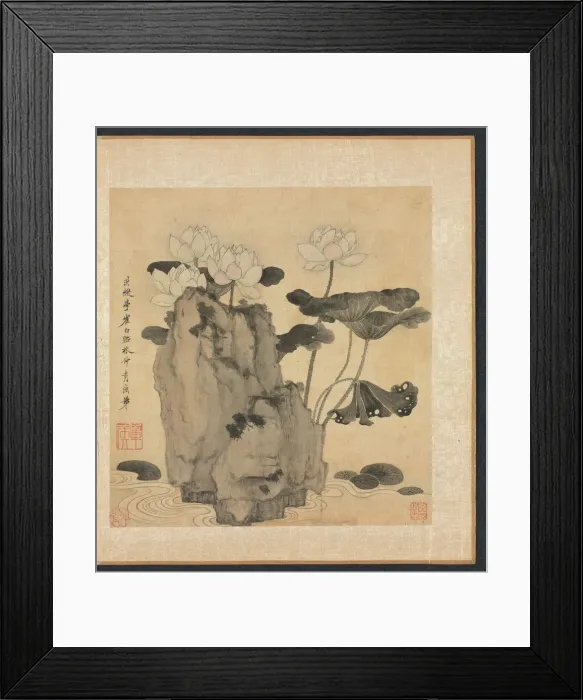 Framed Print : Paintings after Ancient Masters: Lotus and Rocks, 1598-1652. Creator: Chen Hongshou (Chinese Framed Print : Paintings after Ancient Masters: Lotus and Rocks, 1598-1652. Creator: Chen Hongshou (Chinese