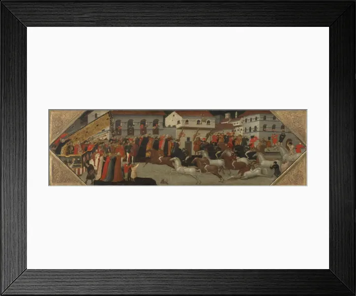 Framed Print : Panel from a Cassone: The Race of the Palio in the Streets of Florence, 1418. Creator Framed Print : Panel from a Cassone: The Race of the Palio in the Streets of Florence, 1418. Creator