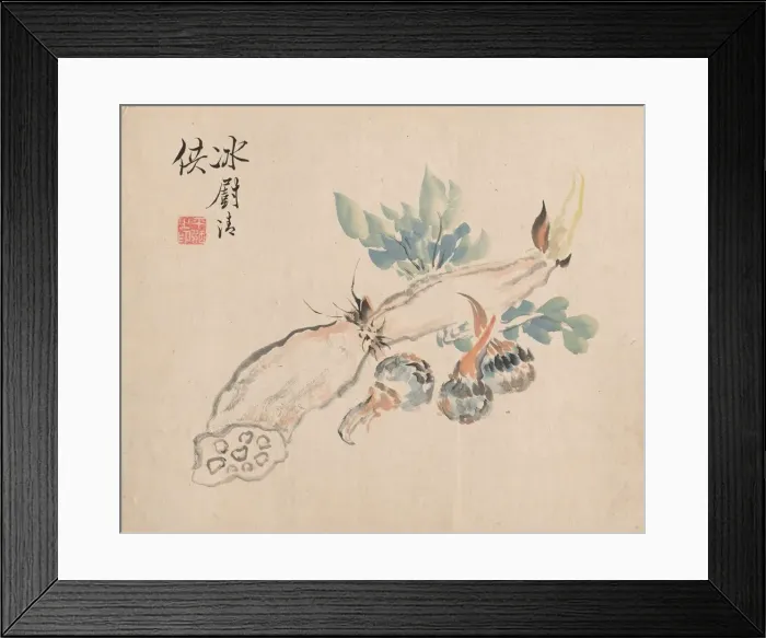 Framed Print : Lotus Root and Adders Tongue. Creator: Tsubaki Chinzan (Japanese, 1801-1854) Framed Print : Lotus Root and Adders Tongue. Creator: Tsubaki Chinzan (Japanese, 1801-1854)
