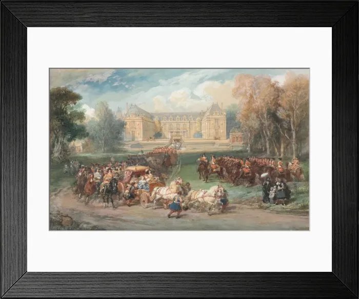 Framed Print : Louis XIV Driving his Coach in the Park of Versailles, 1870. Creator: Eugene Louis Lami Framed Print : Louis XIV Driving his Coach in the Park of Versailles, 1870. Creator: Eugene Louis Lami