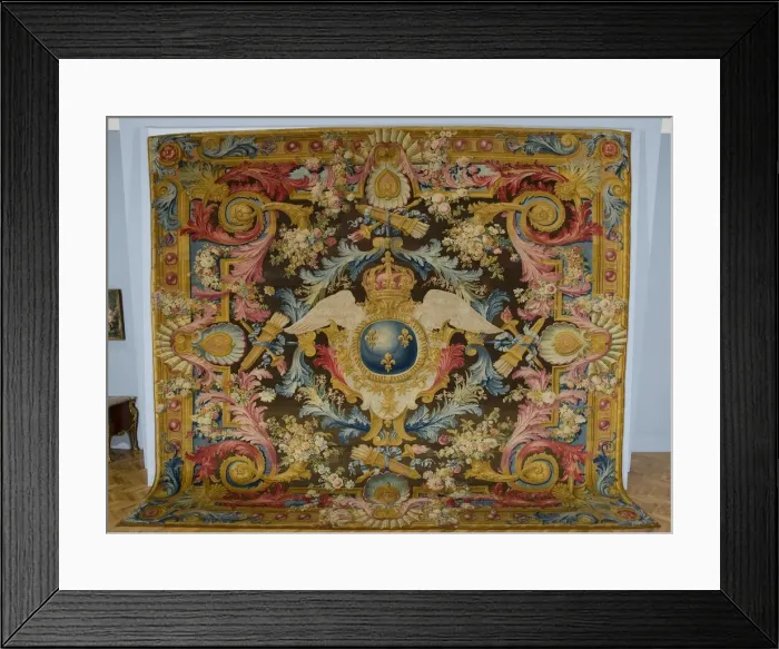 Framed Print : Louis XV Savonnerie Carpet with Royal Arms, c. 1740-1750. Creator: Royal Savonnerie Manufactory Framed Print : Louis XV Savonnerie Carpet with Royal Arms, c. 1740-1750. Creator: Royal Savonnerie Manufactory