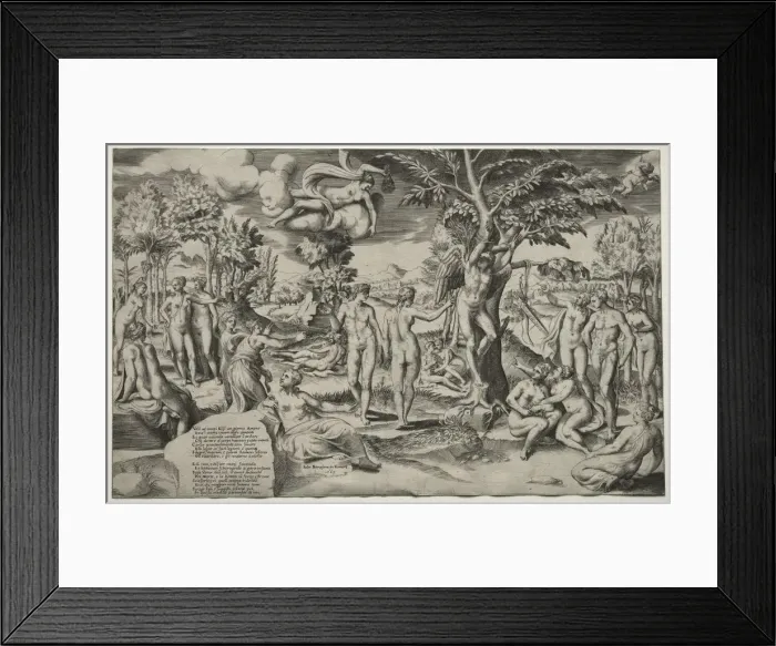 Framed Print : Love in the Elysian Fields, 1563. Creator: Giulio Bonasone (Italian, c. 1510-aft 1576) Framed Print : Love in the Elysian Fields, 1563. Creator: Giulio Bonasone (Italian, c. 1510-aft 1576)