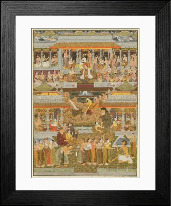 Framed Print : Lovers and beloveds: A composite of scenes from Persian, Urdu, and Sanskrit literature, c Framed Print : Lovers and beloveds: A composite of scenes from Persian, Urdu, and Sanskrit literature, c