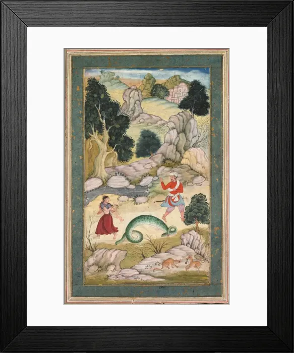 Framed Print : Lovers parting, page from a book of fables, c. 1590-95. Creator: Unknown Framed Print : Lovers parting, page from a book of fables, c. 1590-95. Creator: Unknown