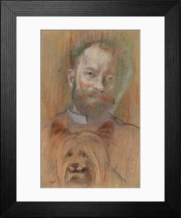 Framed Print : Ludovic Lepic Holding His Dog, 1889. Creator: Edgar Degas (French, 1834-1917) Framed Print : Ludovic Lepic Holding His Dog, 1889. Creator: Edgar Degas (French, 1834-1917)