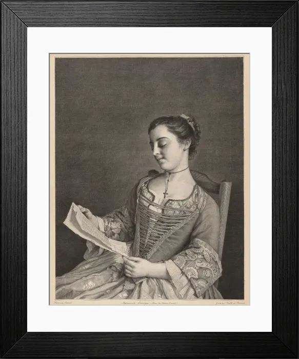 Framed Print : Mademoiselle Lavergne Reading. Creator: Jean Daulle (French, 1703-1763) Framed Print : Mademoiselle Lavergne Reading. Creator: Jean Daulle (French, 1703-1763)