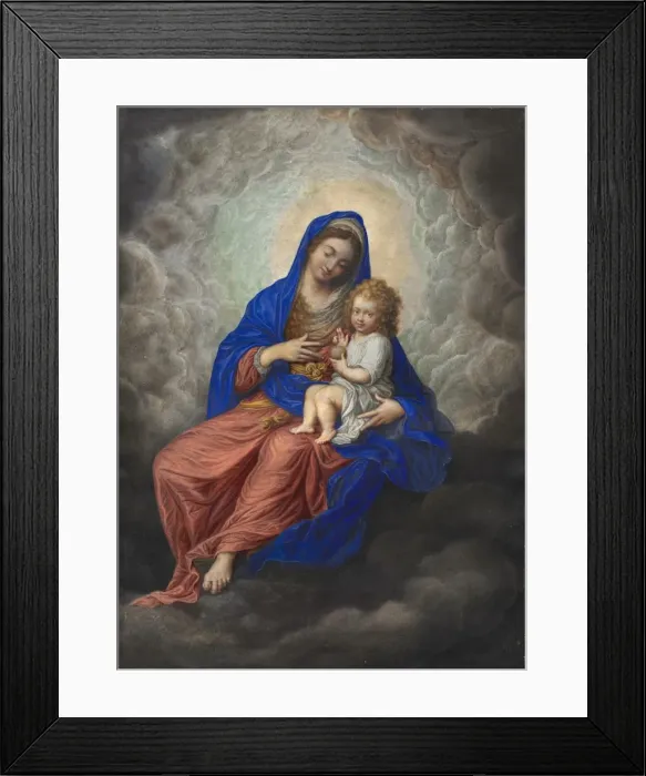 Framed Print : Madonna and Child in Glory, c. 1605-1617. Creator: Isaac Oliver (French, c. 1565-1617) Framed Print : Madonna and Child in Glory, c. 1605-1617. Creator: Isaac Oliver (French, c. 1565-1617)