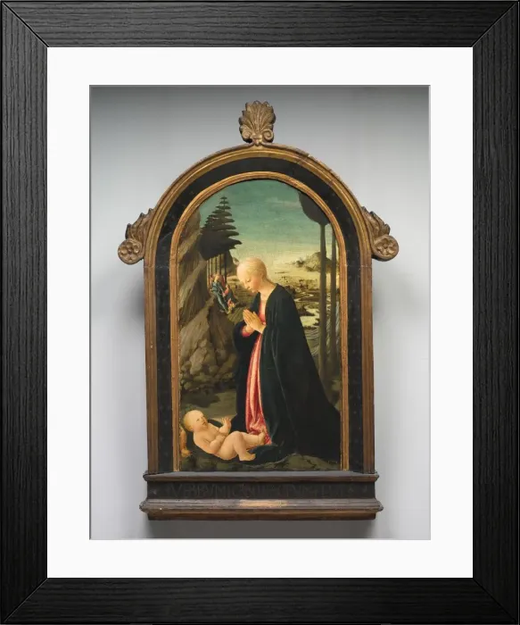 Framed Print : Madonna and Child with Tobias and the Angel Raphael, c. 1470. Creator: Francesco Botticini Framed Print : Madonna and Child with Tobias and the Angel Raphael, c. 1470. Creator: Francesco Botticini