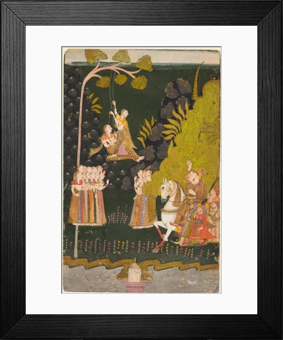 Framed Print : Maharaja Abhai Singh, Equestrian, Watching Girls Swinging at the Teej Festival, c Framed Print : Maharaja Abhai Singh, Equestrian, Watching Girls Swinging at the Teej Festival, c