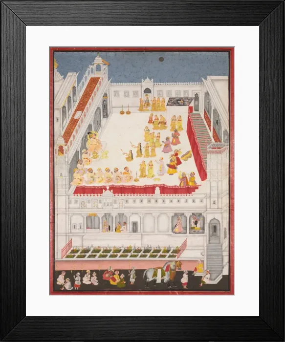 Framed Print : Maharana Jagat Singh Attending the Raslila, 1736. Creator: Jai Ram (Indian), attributed to; Jiva Framed Print : Maharana Jagat Singh Attending the Raslila, 1736. Creator: Jai Ram (Indian), attributed to; Jiva