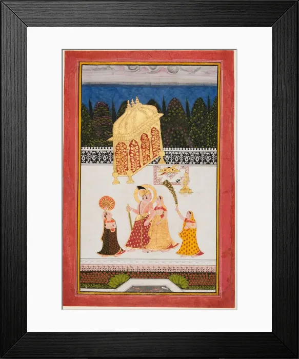 Framed Print : Maharana Ari Singh (c. 1761-73) and his consort on a terrace, c. 1761. Creator: Unknown Framed Print : Maharana Ari Singh (c. 1761-73) and his consort on a terrace, c. 1761. Creator: Unknown