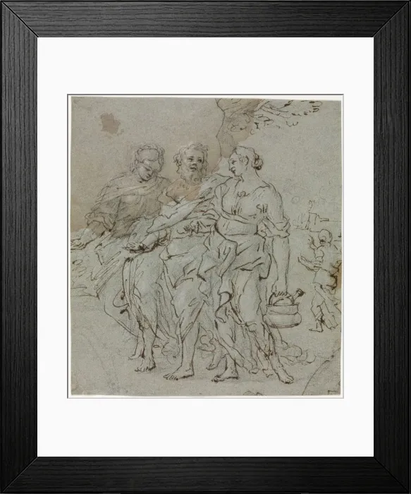 Framed Print : Lot and His Daughters, 1600s. Creator: Pietro da Cortona (Italian, 1596-1669), circle of Framed Print : Lot and His Daughters, 1600s. Creator: Pietro da Cortona (Italian, 1596-1669), circle of