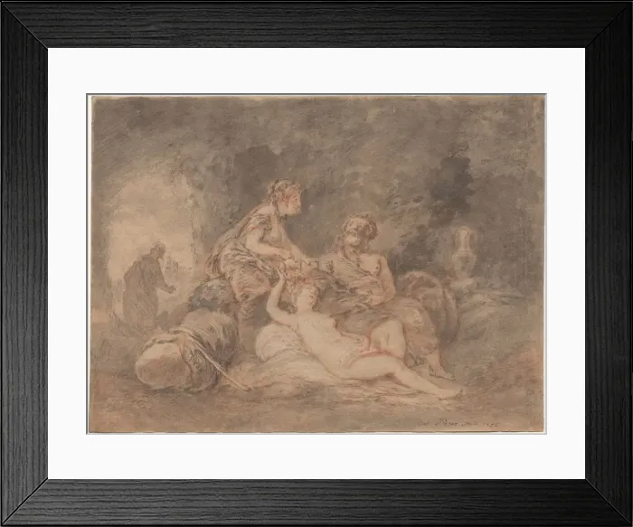 Framed Print : Lot and His Daughters, 1756. Creator: Antoine Pesne (French, 1683-1757) Framed Print : Lot and His Daughters, 1756. Creator: Antoine Pesne (French, 1683-1757)