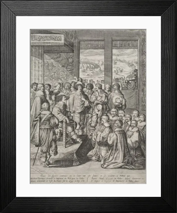Framed Print : Louis XIII Receiving a Deputation of Magistrates. Creator: Abraham Bosse (French, 1602-1676)