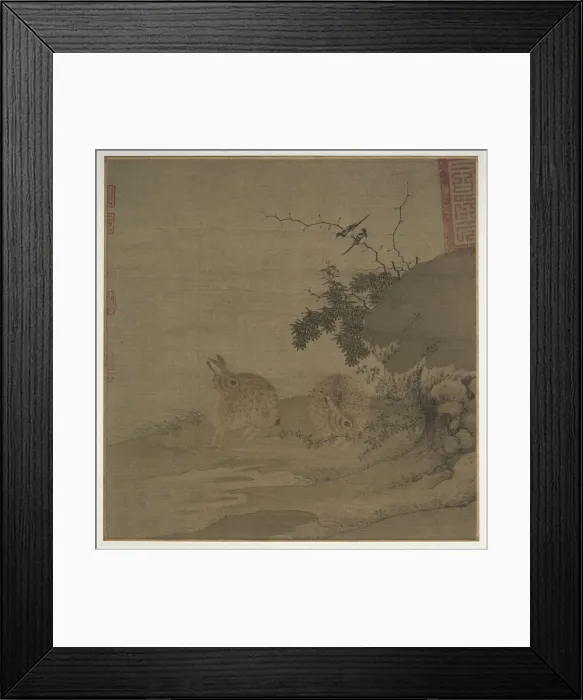 Framed Print : Magpies and Wild Rabbits, 1200s. Creator: Li Yong (Chinese, active 1200s) Framed Print : Magpies and Wild Rabbits, 1200s. Creator: Li Yong (Chinese, active 1200s)