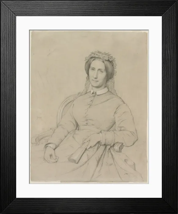 Framed Print : Madame Hippolyte Flandrin (Aimee Ancelot), 1869. Creator: Jean-Paul Flandrin (French