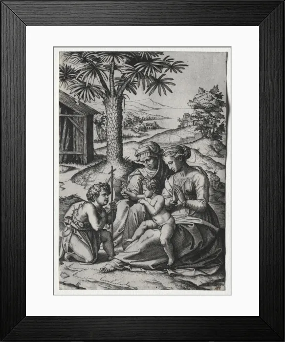 Framed Print : Madonna of the Palm Tree. Creator: Marcantonio Raimondi (Italian, 1470 / 82-1527 / 34) Framed Print : Madonna of the Palm Tree. Creator: Marcantonio Raimondi (Italian, 1470 / 82-1527 / 34)