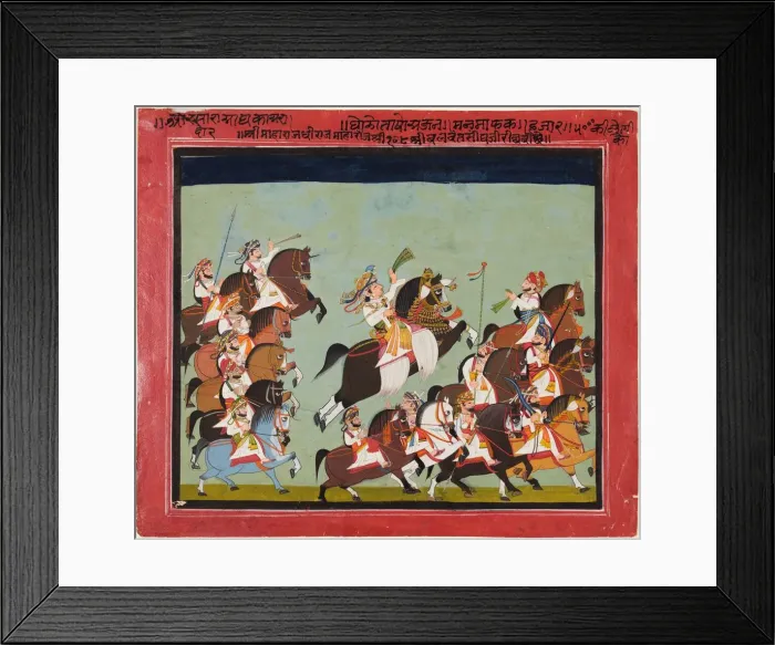 Framed Print : Maharaja Balwant Singh of Ratlam in procession with his relatives and courtiers, 1825 Framed Print : Maharaja Balwant Singh of Ratlam in procession with his relatives and courtiers, 1825