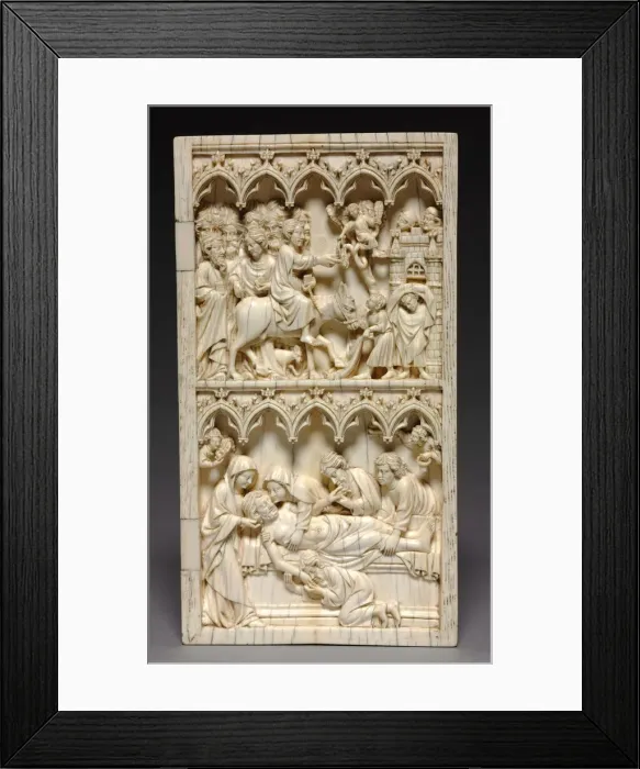 Framed Print : Diptych with Scenes from the Life of Christ (right wing: Entry into Jerusalem and Entombment), c Framed Print : Diptych with Scenes from the Life of Christ (right wing: Entry into Jerusalem and Entombment), c
