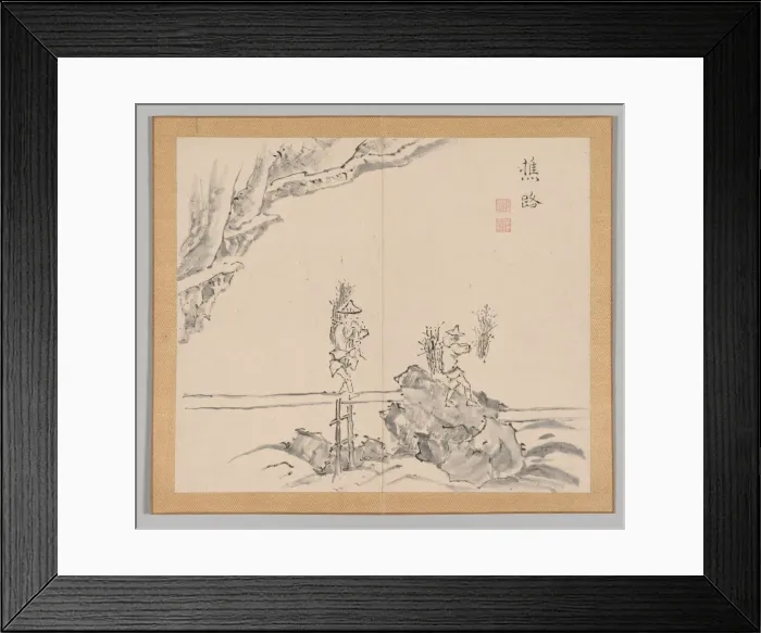 Framed Print : Double Album of Landscape Studies after Ikeno Taiga, Volume 1 (leaf 32), 18th century Framed Print : Double Album of Landscape Studies after Ikeno Taiga, Volume 1 (leaf 32), 18th century
