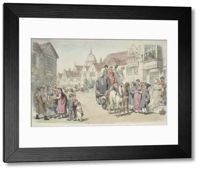 Framed Print : Dolphins Inn: Greenwich and Woolwich Coaches, 1816. Creator: Thomas Rowlandson (British Framed Print : Dolphins Inn: Greenwich and Woolwich Coaches, 1816. Creator: Thomas Rowlandson (British