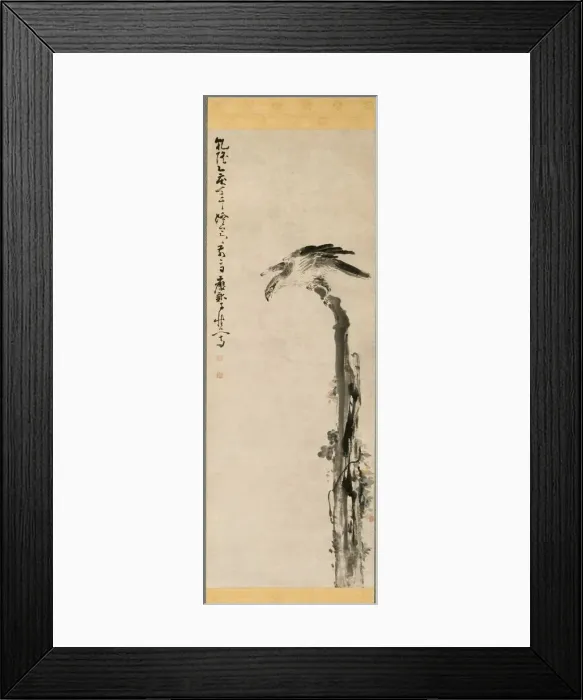 Framed Print : Eagle on a Tree Trunk, 1755. Creator: Huang Shen (Chinese, 1687-1772)