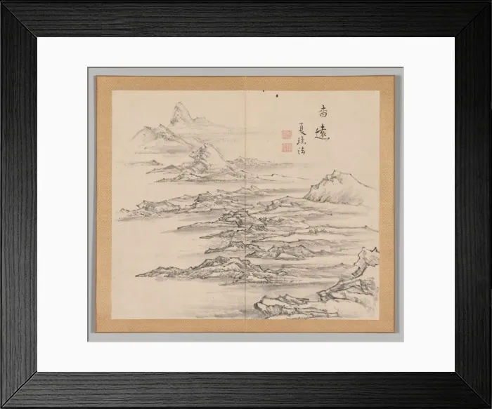 Framed Print : Double Album of Landscape Studies after Ikeno Taiga, Volume 2 (leaf 5), 18th century Framed Print : Double Album of Landscape Studies after Ikeno Taiga, Volume 2 (leaf 5), 18th century