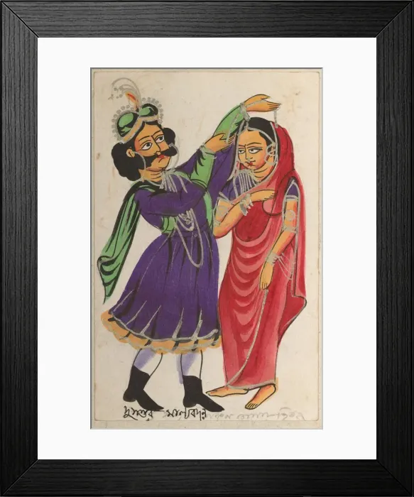 Framed Print : Dusmanta Garlanding Shakumtala, 1800s. Creator: Unknown Framed Print : Dusmanta Garlanding Shakumtala, 1800s. Creator: Unknown