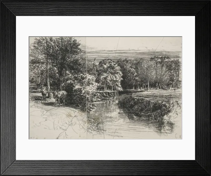 Framed Print : Dundrum River and the Two Asses, 1863. Creator: Francis Seymour Haden (British, 1818-1910) Framed Print : Dundrum River and the Two Asses, 1863. Creator: Francis Seymour Haden (British, 1818-1910)