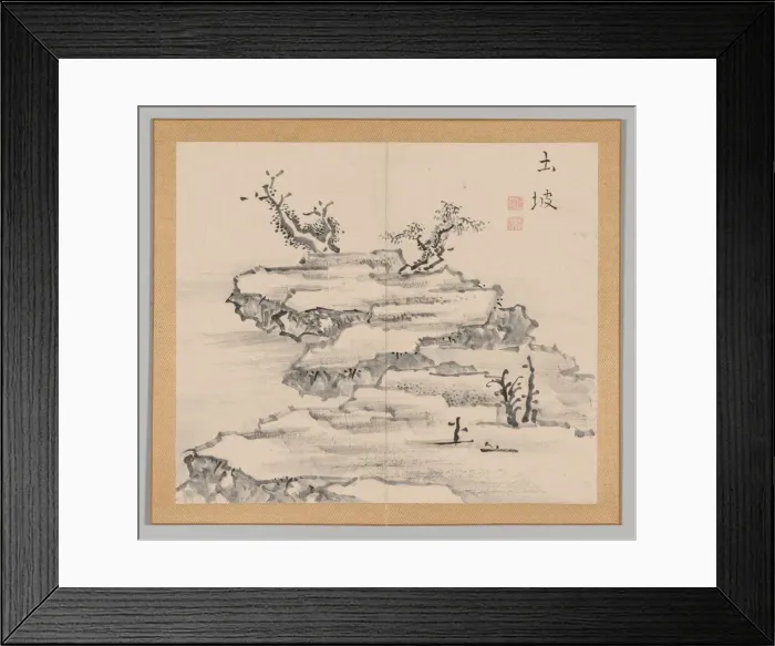 Framed Print : Double Album of Landscape Studies after Ikeno Taiga, Volume 1 (leaf 21), 18th century Framed Print : Double Album of Landscape Studies after Ikeno Taiga, Volume 1 (leaf 21), 18th century