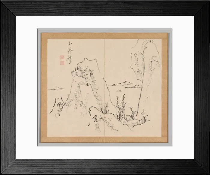 Framed Print : Double Album of Landscape Studies after Ikeno Taiga, Volume 1 (leaf 8), 18th century Framed Print : Double Album of Landscape Studies after Ikeno Taiga, Volume 1 (leaf 8), 18th century