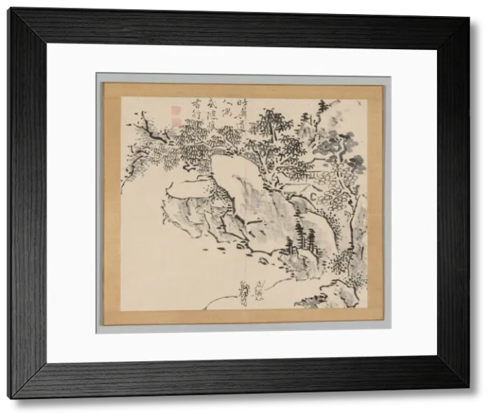 Framed Print : Double Album of Landscape Studies after Ikeno Taiga, Volume 2 (leaf 34), 18th century Framed Print : Double Album of Landscape Studies after Ikeno Taiga, Volume 2 (leaf 34), 18th century