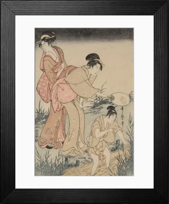 Framed Print : Catching Fireflies Beneath a Willow Tree (right), c. 1796-1797. Creator: Kitagawa Utamaro Framed Print : Catching Fireflies Beneath a Willow Tree (right), c. 1796-1797. Creator: Kitagawa Utamaro
