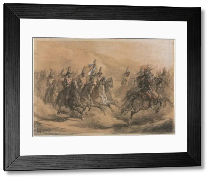 Framed Print : Cavalry Charge, c. 1840. Creator: Auguste Raffet (French, 1804-1860) Framed Print : Cavalry Charge, c. 1840. Creator: Auguste Raffet (French, 1804-1860)